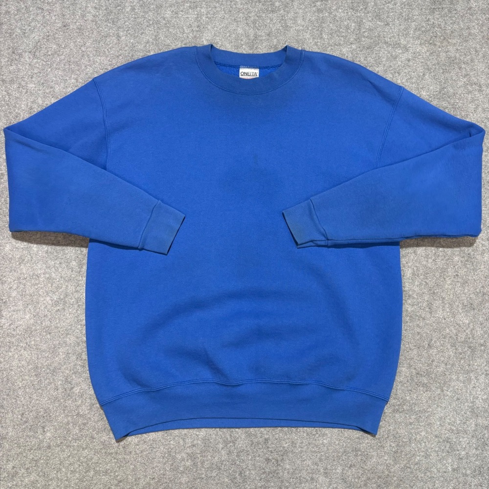 Vintage Oneita Power Sweats Royal Blue Crewneck Sweatshirt XL Made in USA Mens